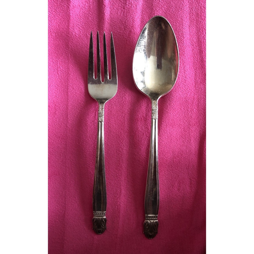 Vintage Holmes & Edwards Century Inlaid Flatware 1 Tablespoon & 1 Salad Fork
